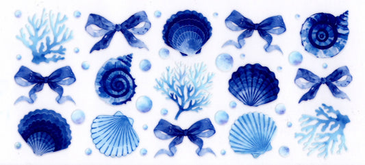 All Blue Bows Coral Seashells