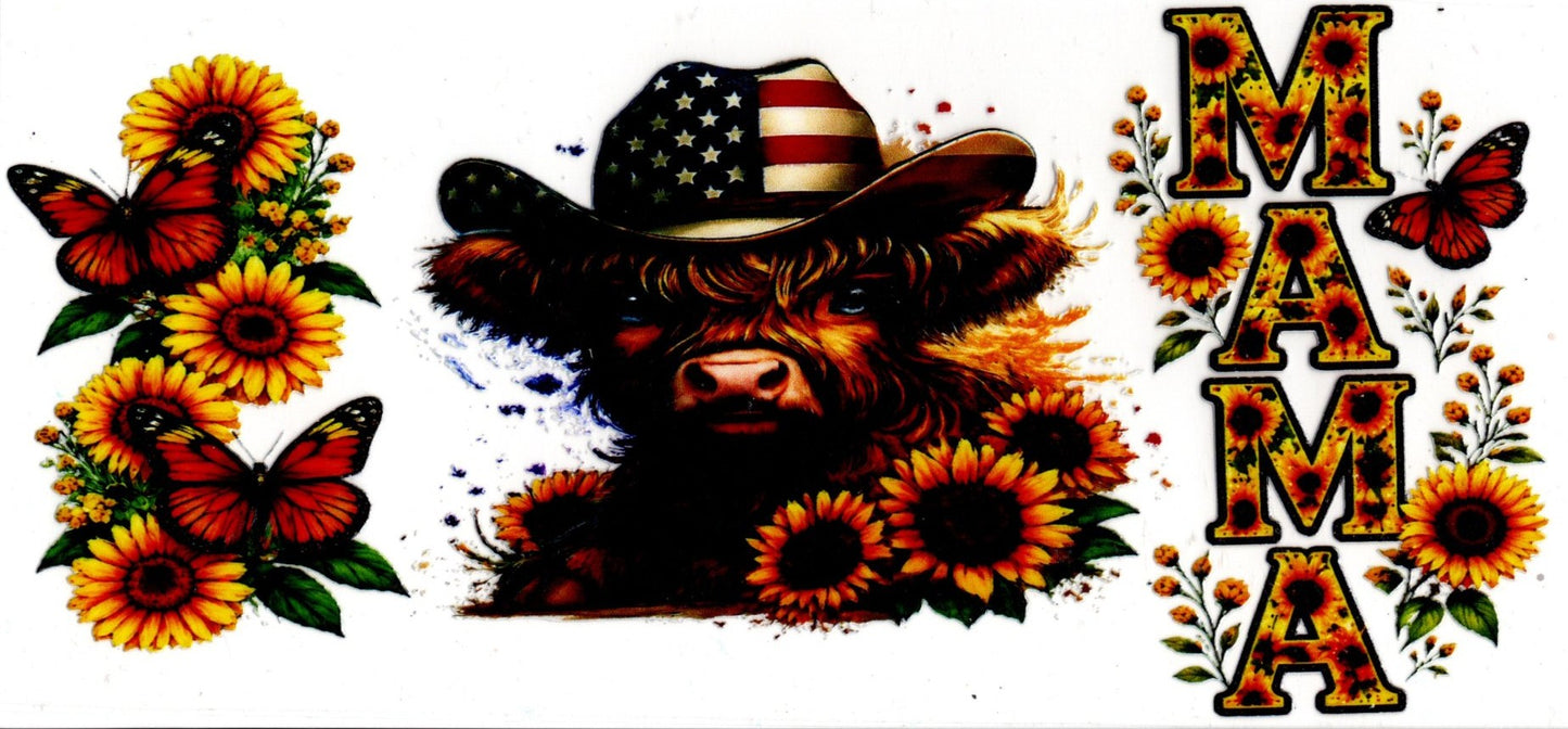 Highland Cow American Hat Floral Mama