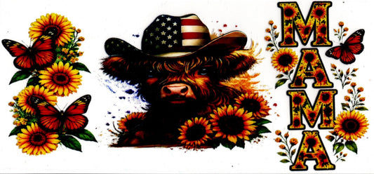 Highland Cow American Hat Floral Mama