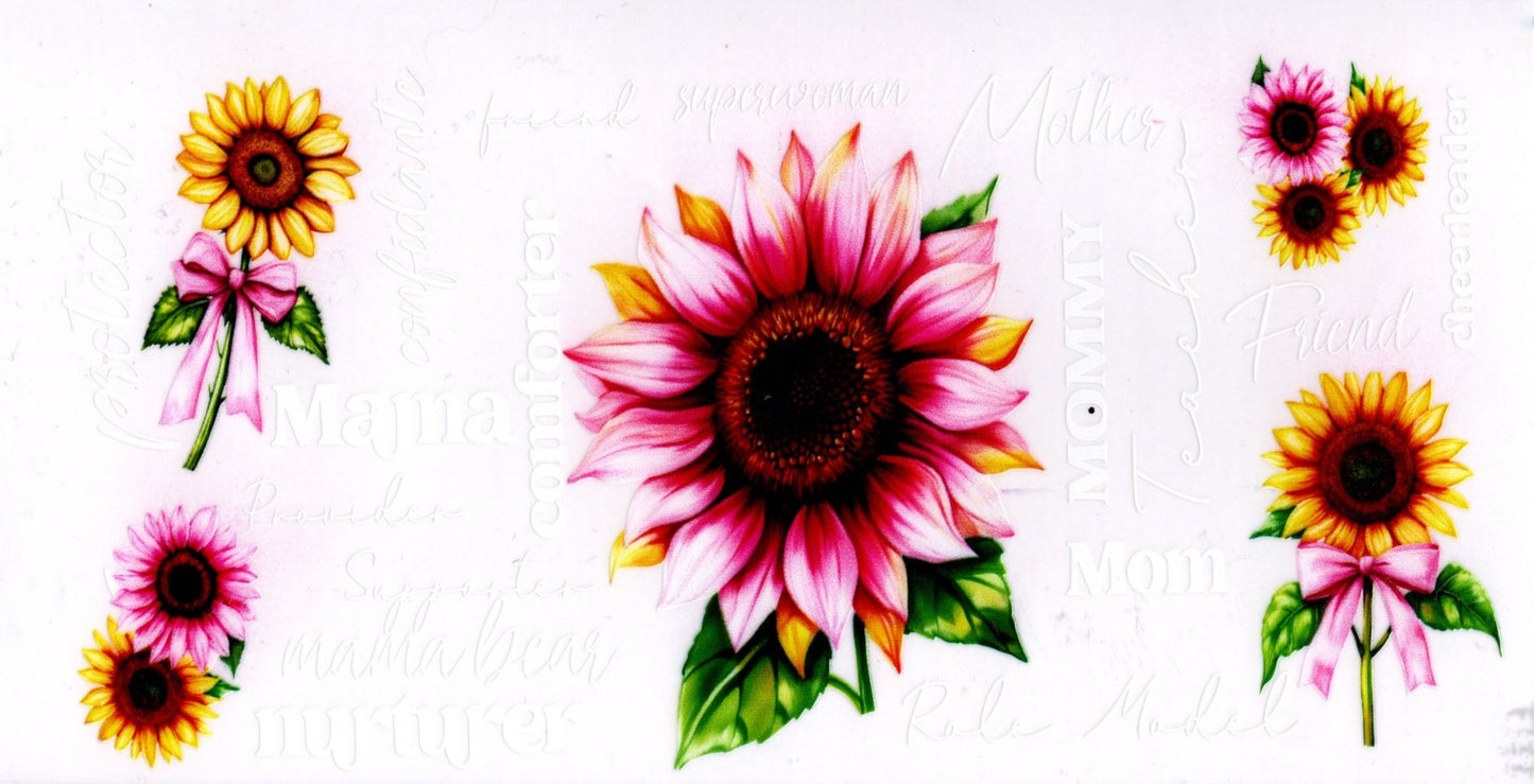 Mom Titles Pink Sunflower ~ White Lettering