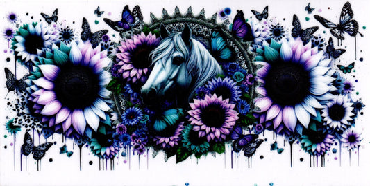 Horse, Flowers and Butterflies