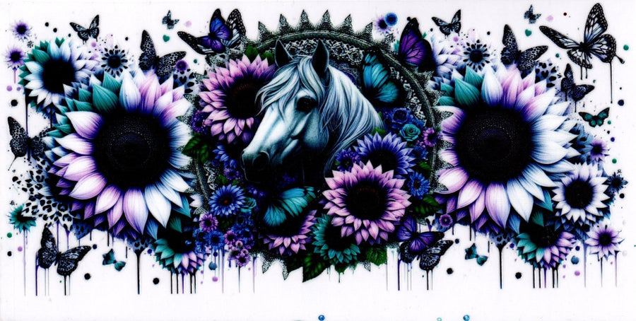 Horse, Flowers and Butterflies