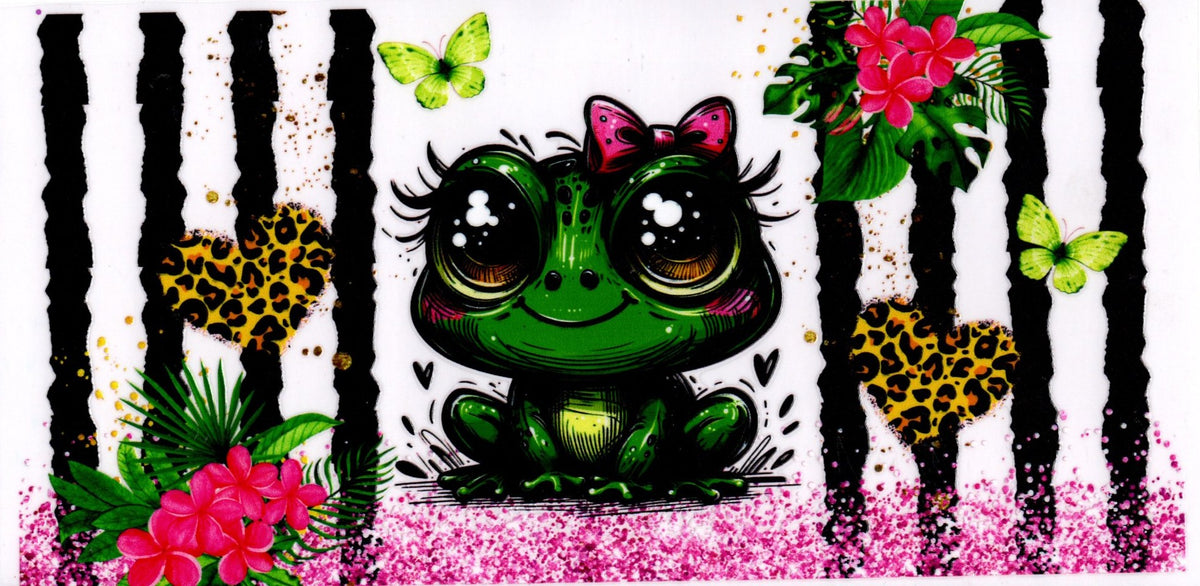 Girl Frog Butterflies Cheetah Hearts