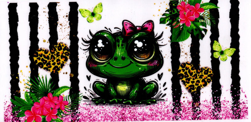 Girl Frog Butterflies Cheetah Hearts