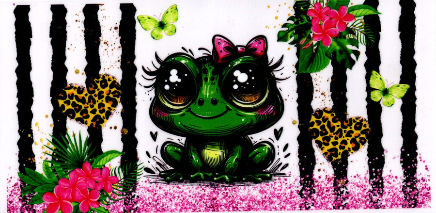 Girl Frog Butterflies Cheetah Hearts