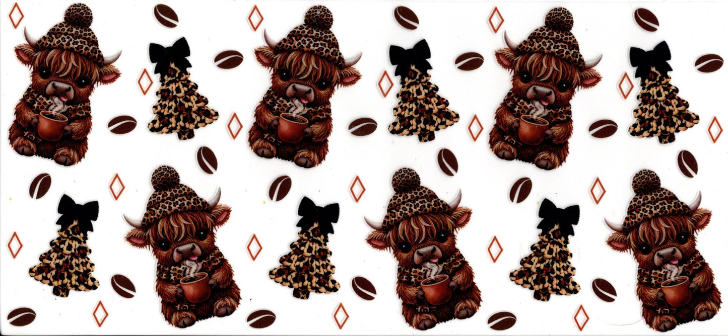Highland Cow Cheetah Print Christmas