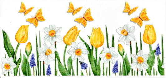 Yellow and White Flowers with Butterflies