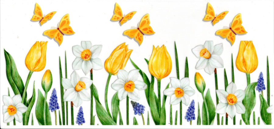 Yellow and White Flowers with Butterflies