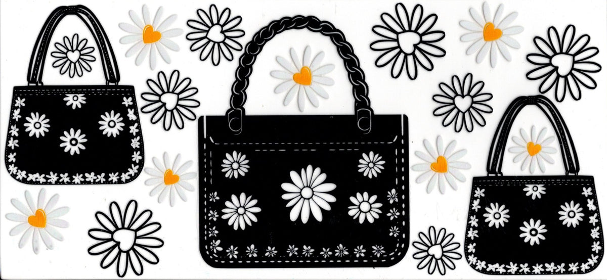 Black Bag with Daisies ~ Flowers