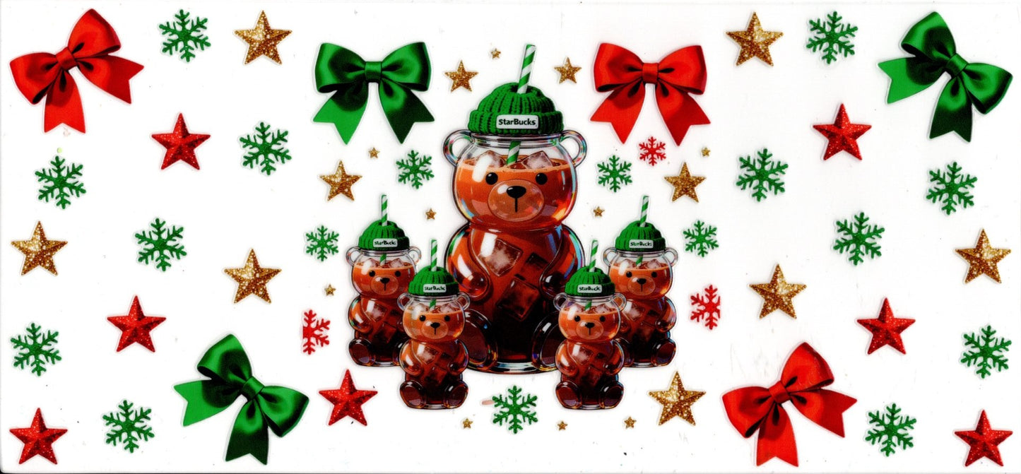 Starbucks Bear with Red and Green Bows