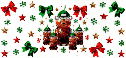 Starbucks Bear with Red and Green Bows