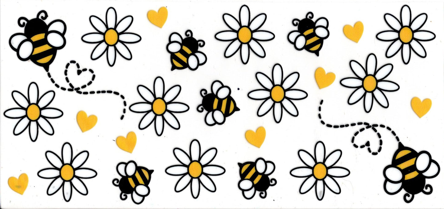 Bumble Bee Daisy Yellow Hearts