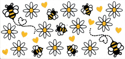 Bumble Bee Daisy Yellow Hearts