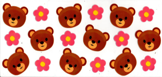 Teddy Bear and Pink Flowers