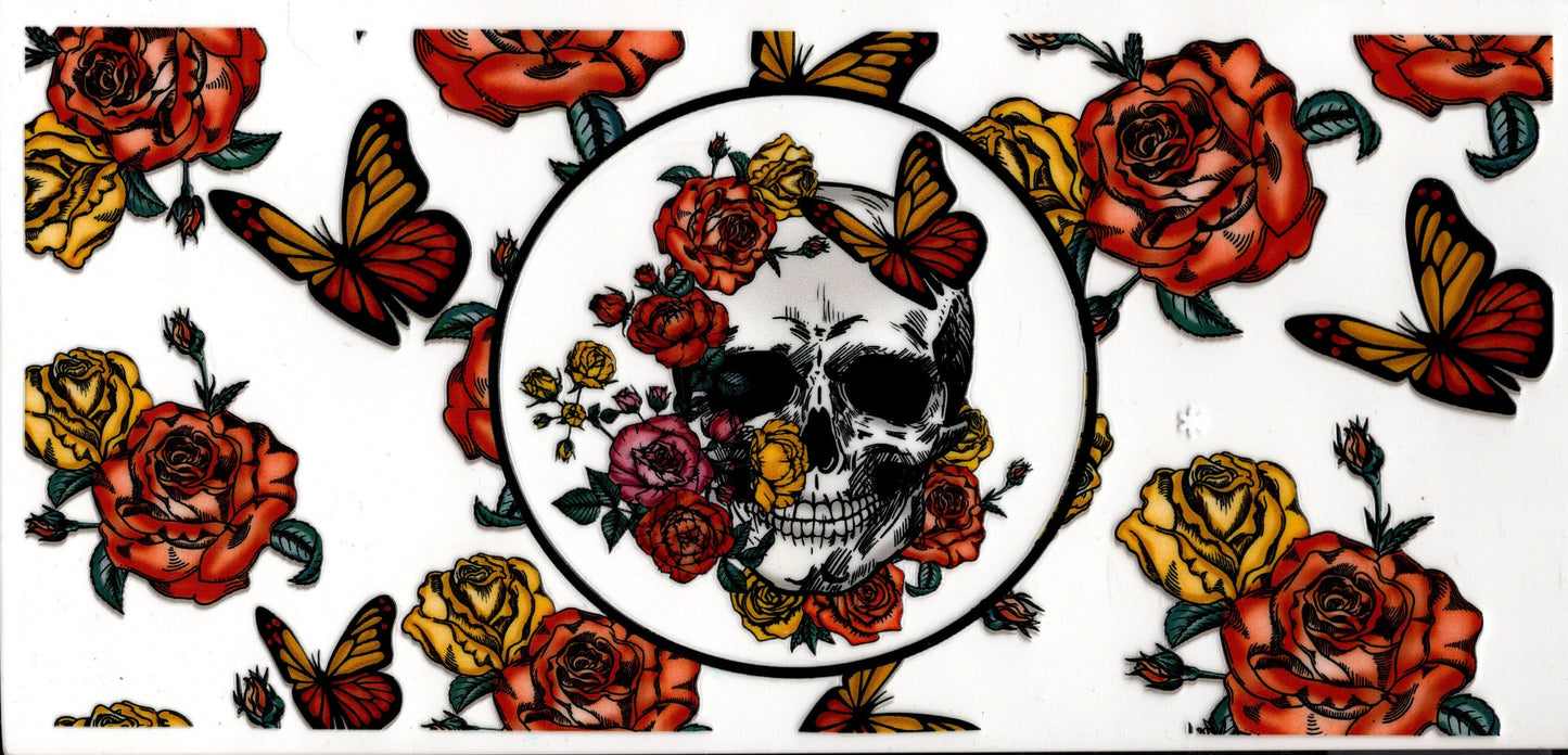 Floral Skull with Butterflies