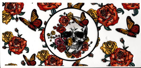 Floral Skull with Butterflies
