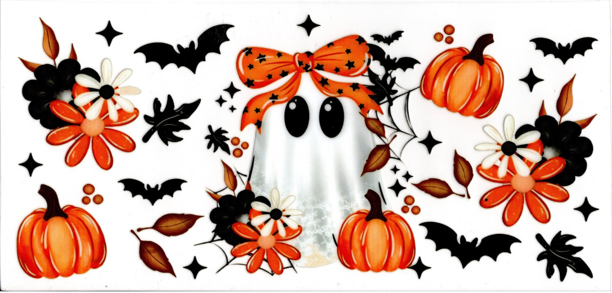 Fall Halloween Ghost Orang White and Black