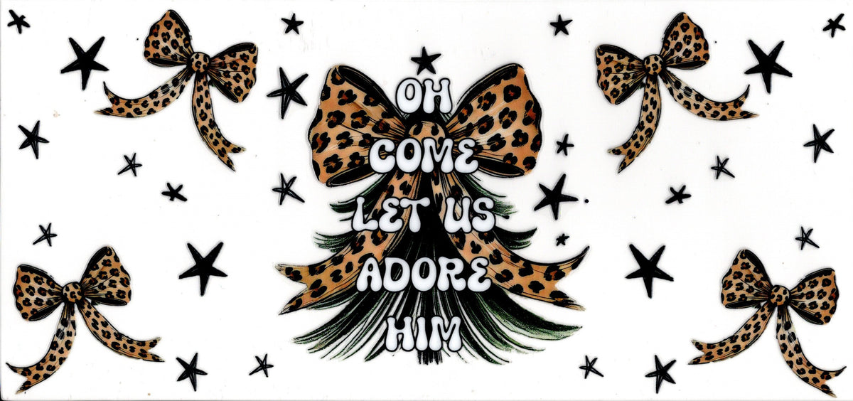 Oh Come Let Us Adore Him ~ Cheetah Print and Bows Christmas Tree