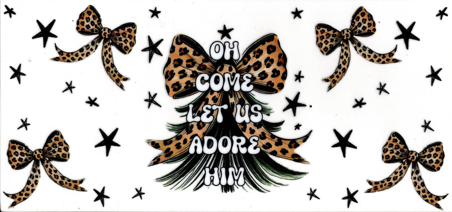 Oh Come Let Us Adore Him ~ Cheetah Print and Bows Christmas Tree