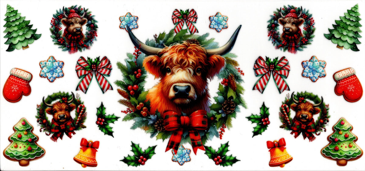 Highland Cow Christmas Wreath and Christmas Items