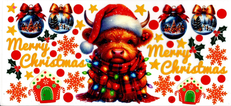 Baby Highland Cow With Christmas Lights ~ Merry Christmas