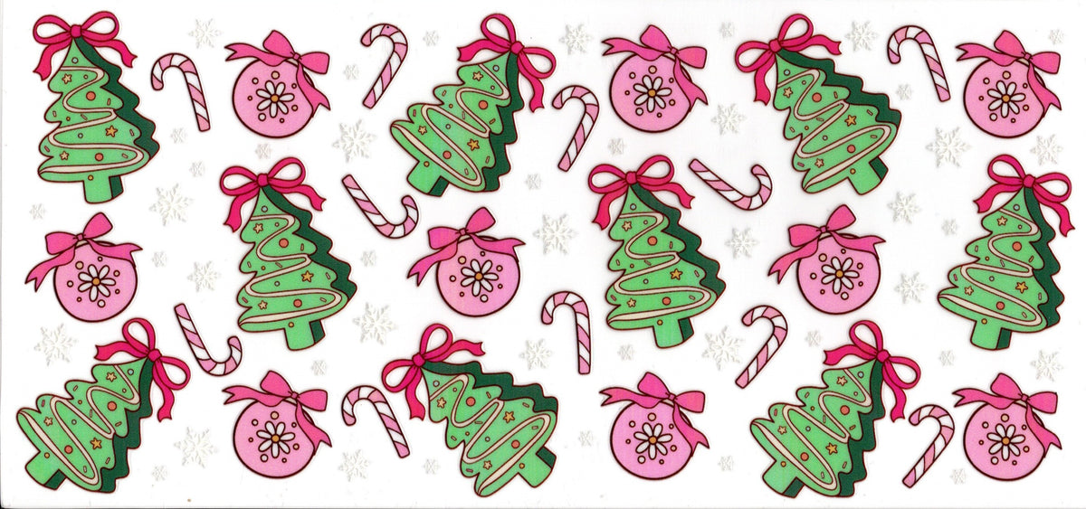 Christmas Trees Pink Bows and Ornaments