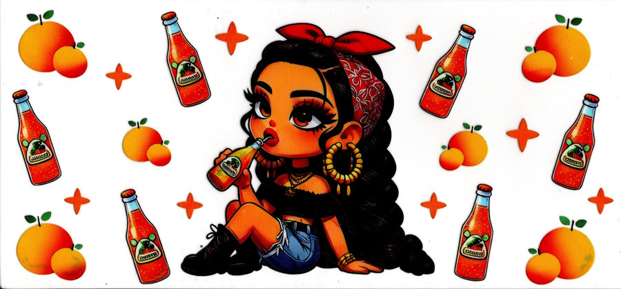 Hispanic Girl Orange Drink