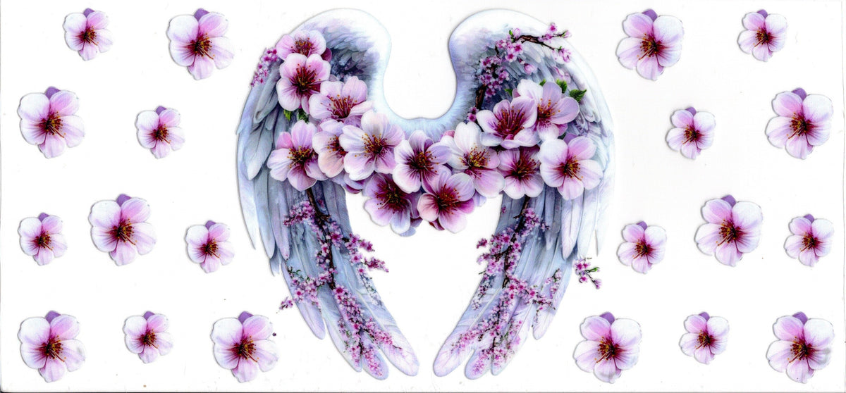 Angel Wings with Pink Flowers