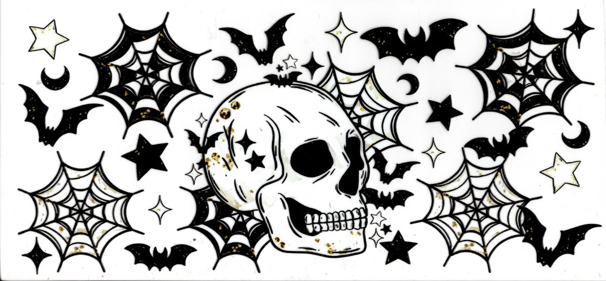 Halloween Skull and Bats