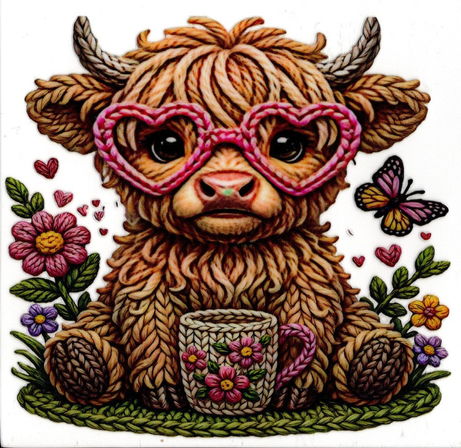 Crochet Cow With Heart Glasses