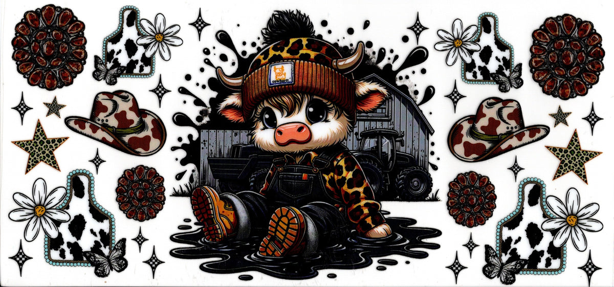 Highland Cow with Western Things ~ Cheetah Toboggan and Shirt