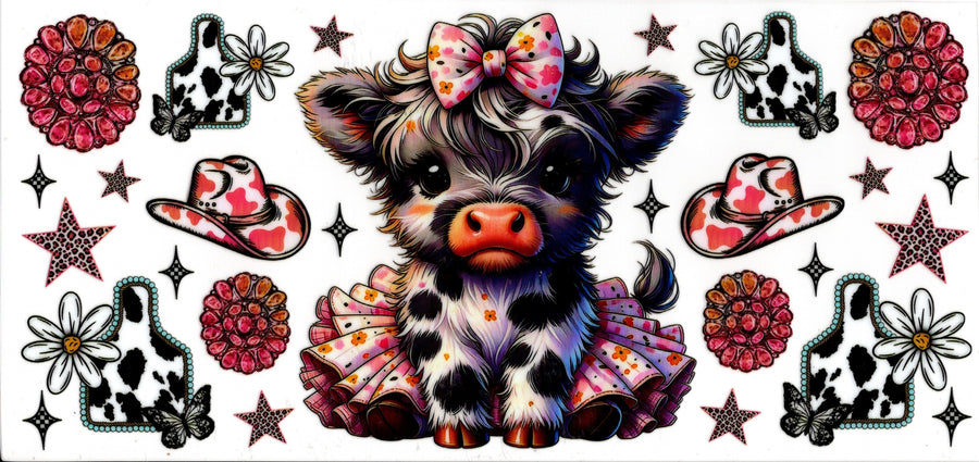 Highland Cow with Western Things ~ Floral Bow and Tutu
