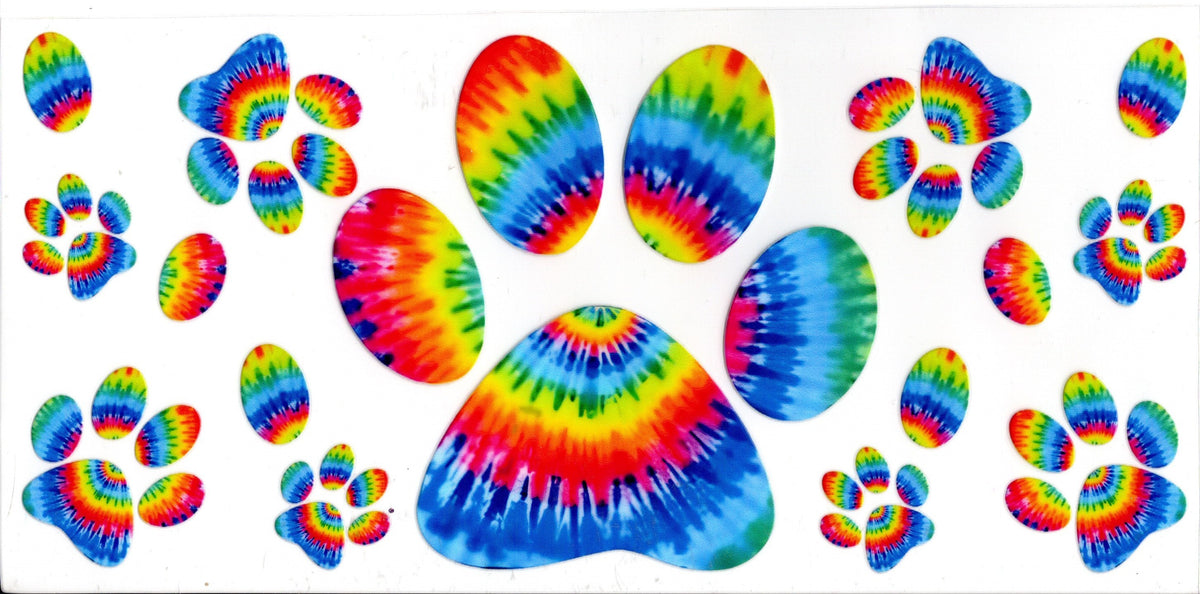 Rainbow Tie Dye Paw Print