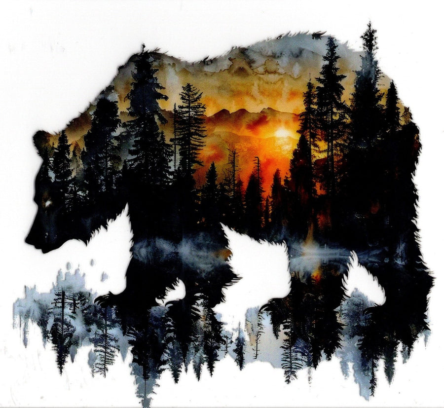 Grizzley Bear With Mountain Scene