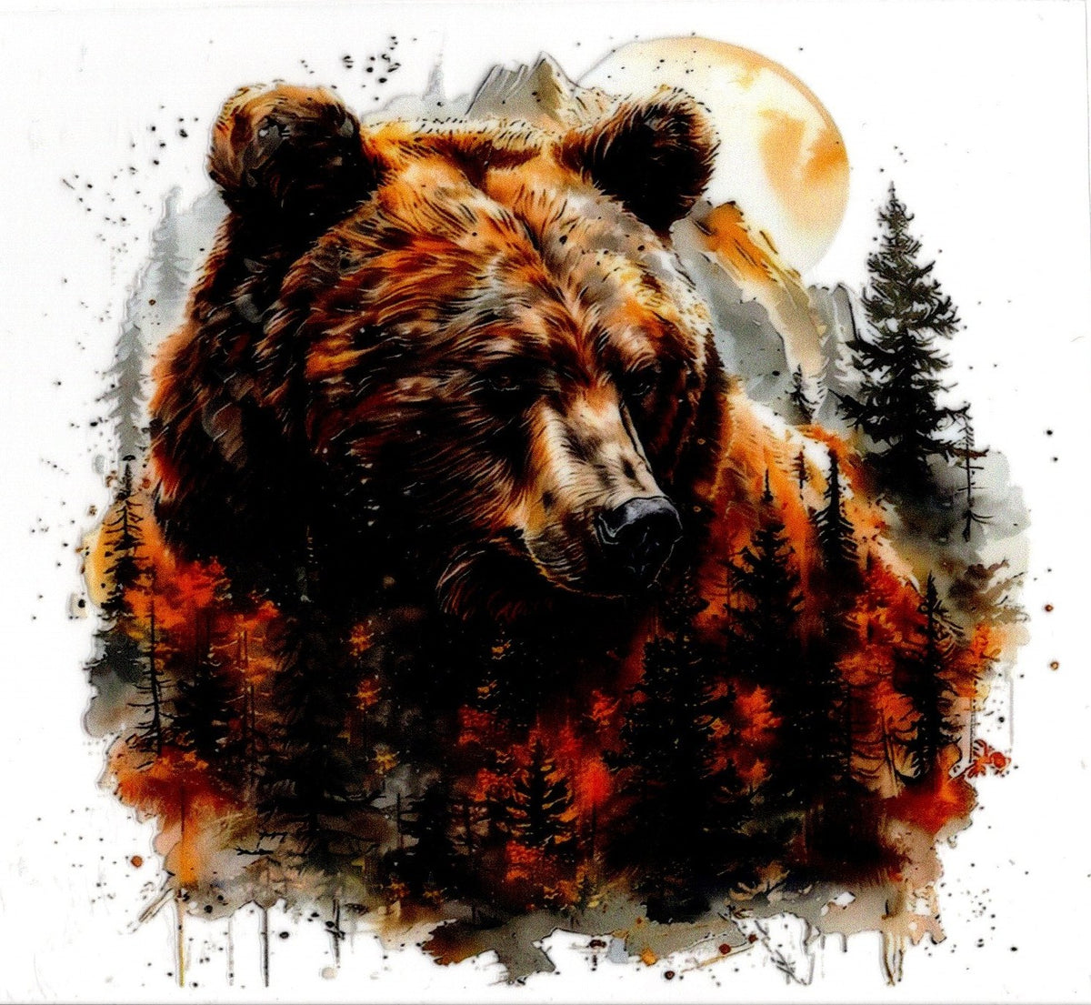 Grizzley Bear With Trees