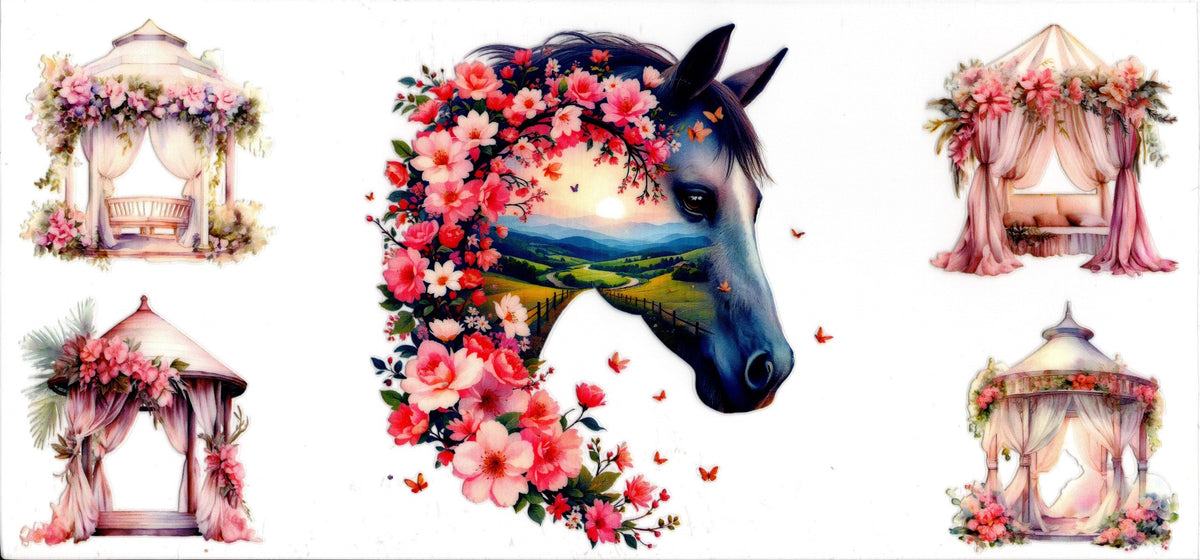 Horse Floral Mtn Scene