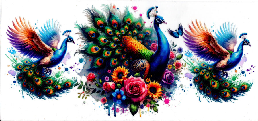 Peacock and Flowers
