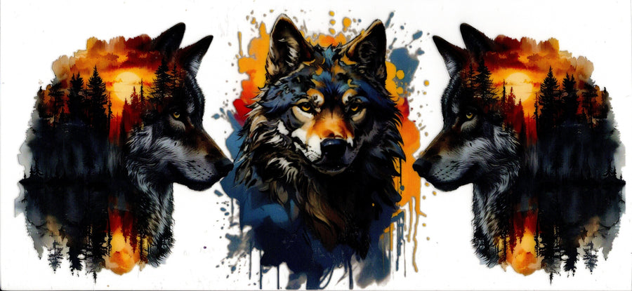 Wolf With Sunset Scene