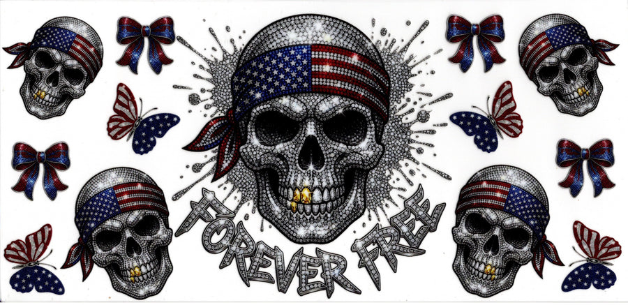 Forever Free ~ Jeweled Skull Patriotic ~ 4th of July