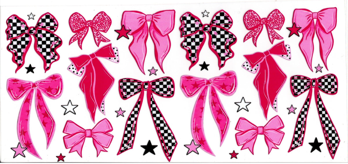 Pink White and Black Checked Bows