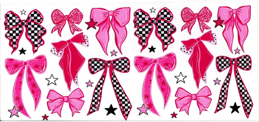 Pink White and Black Checked Bows