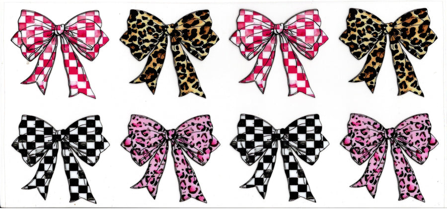 Pink White and Black Checked and Cheetah Bows