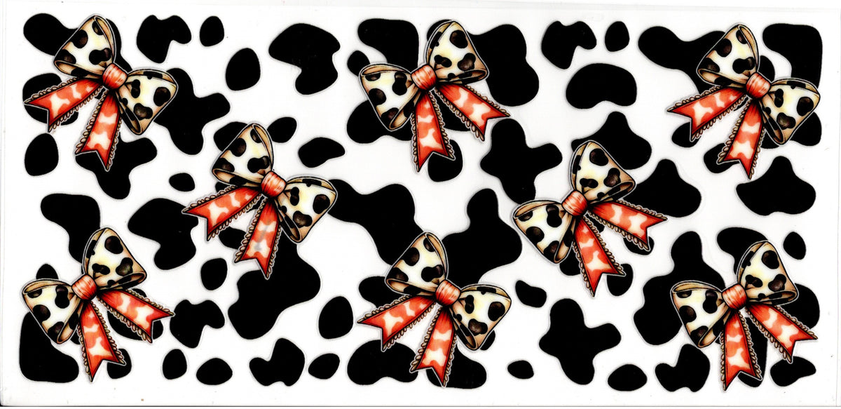 Cow Print Bows With Red Ribbon