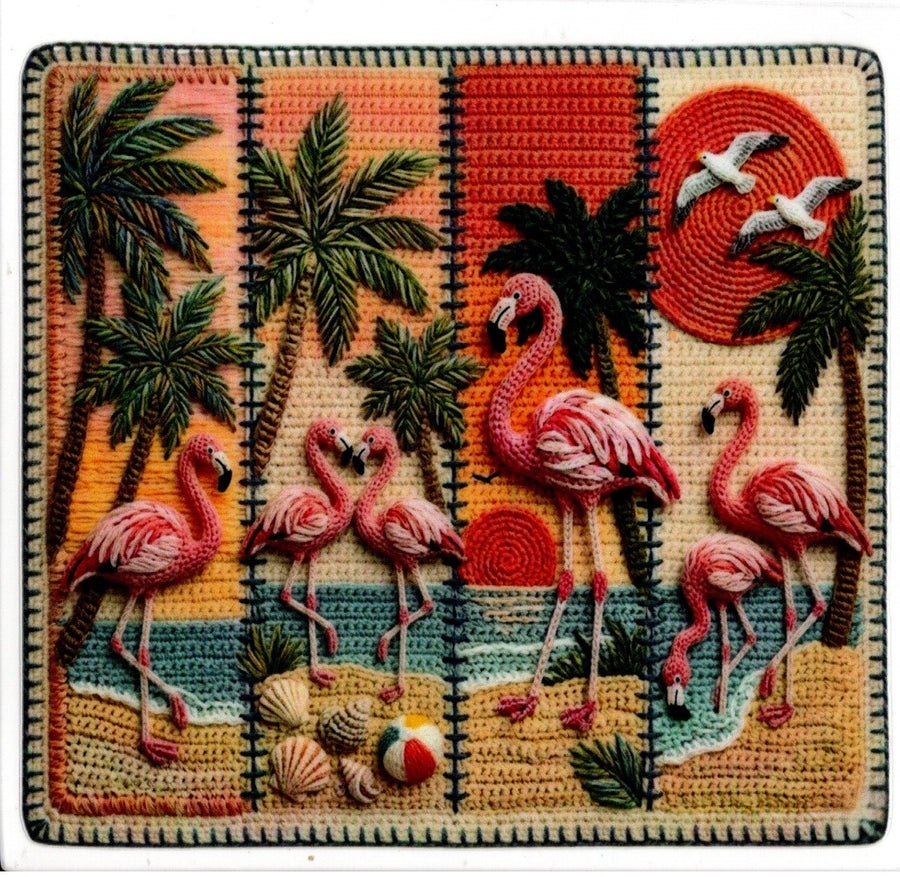 Crochet Flamingo Beach Sunset