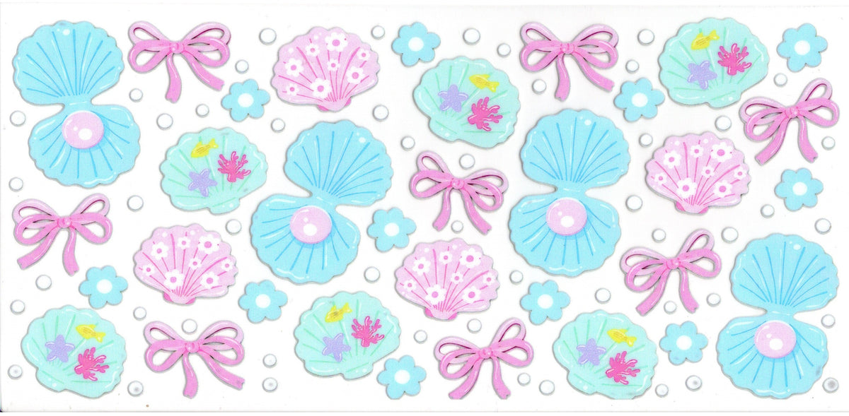 Pink and Blue Seashells and Bows