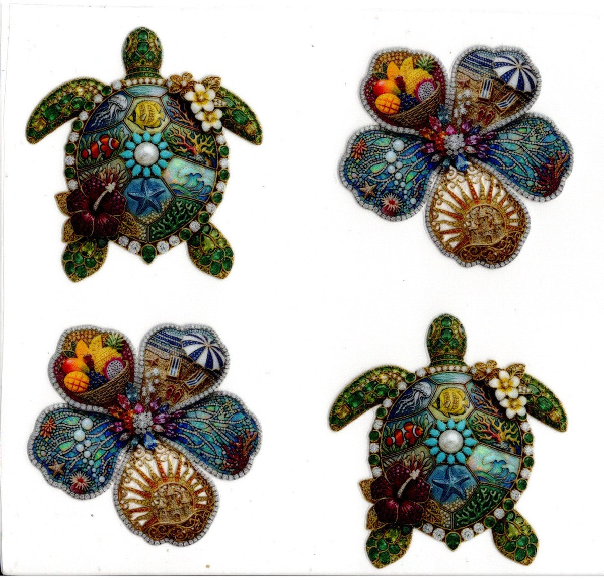 Turtles With Beach Items In Shells