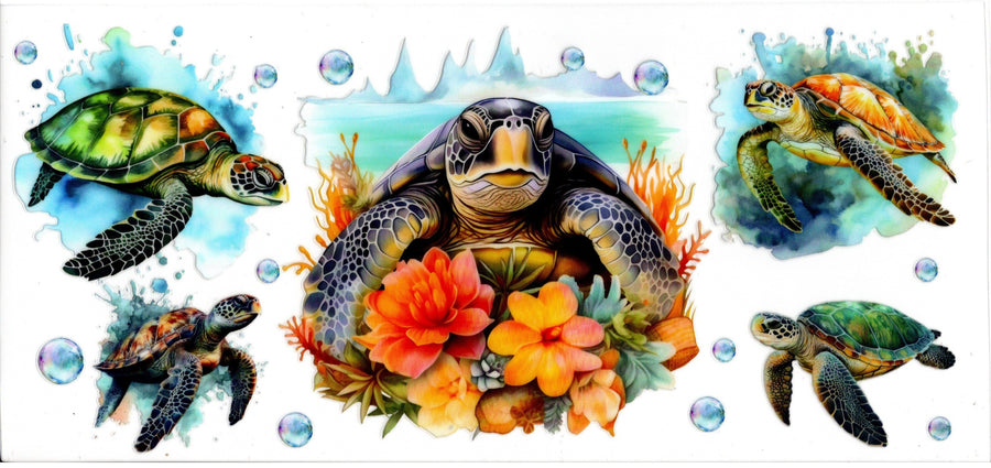 Turtle with Peach Flowers