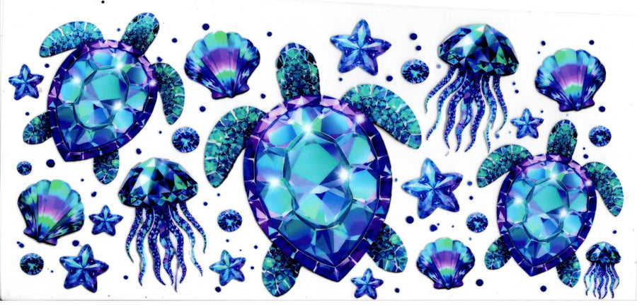 Purple and Teal Jeweled Turtles and Sea Life