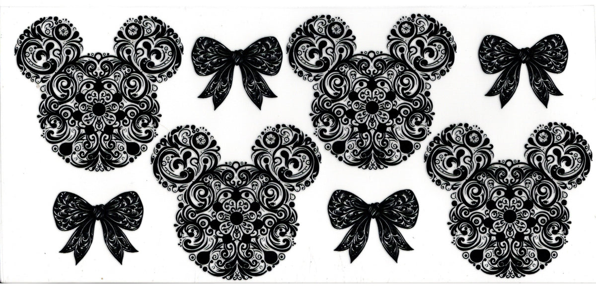 Black Lined Disney Heads and Bows