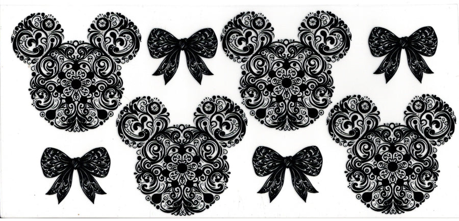Black Lined Disney Heads and Bows